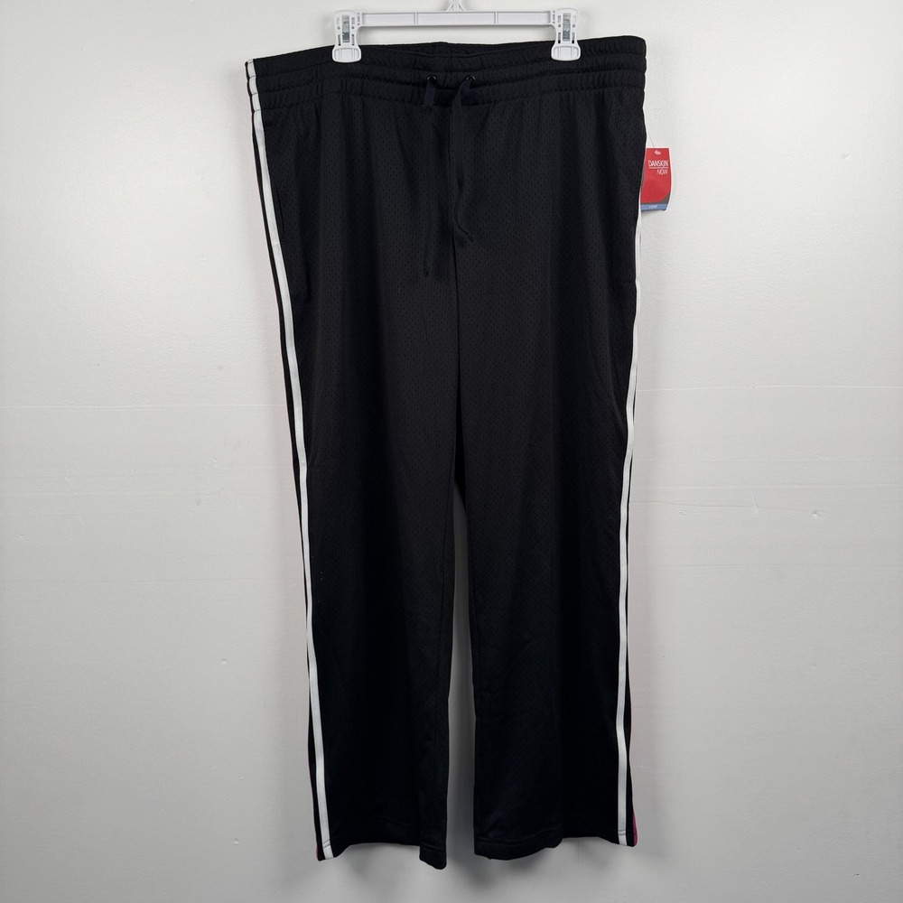 Danskin Now Track Pants Girls XL (40x30) Striped Loose Fit Polyester Athletic